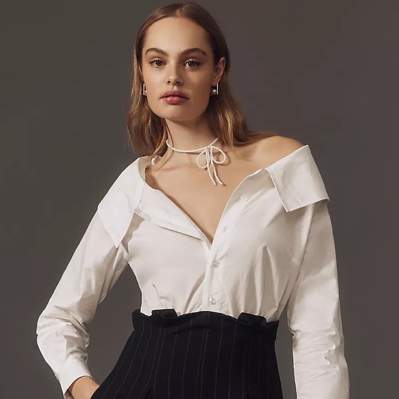 Anthropologie Maeve Corseted Shirting Twofer Jumpsuit - Picture 5 of 14